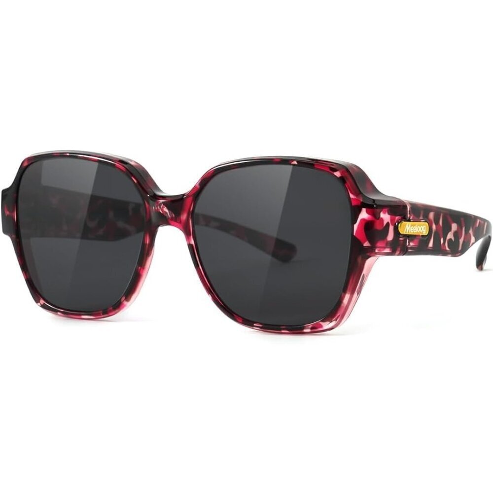 Women's Pink Tortoise Frame Black Lens Stylish Oversized Fit-over Sunglasses